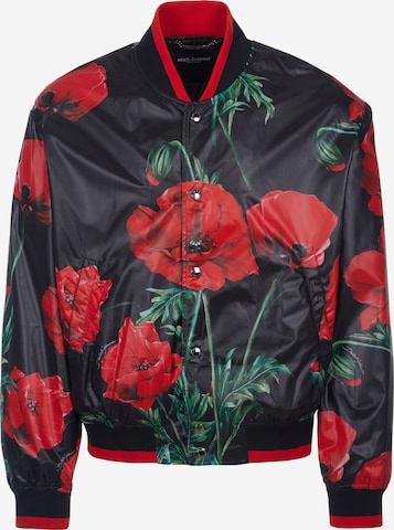 Veste mi-saison 'Dolce & Gabbana Papaveri Bomberjacke' DOLCE & GABBANA en noir : devant