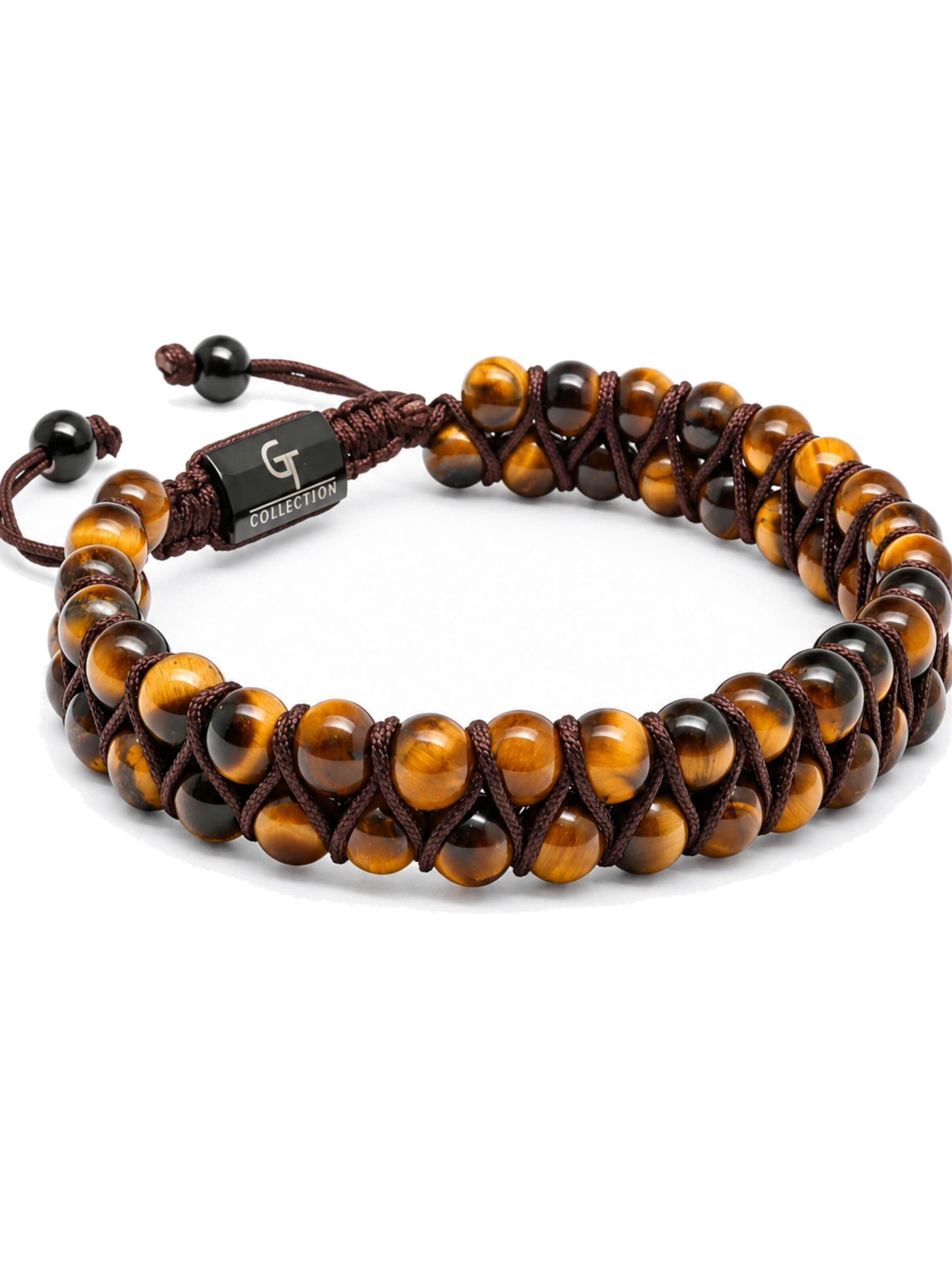 GT Collection Náramek 'Tiger Eye Double-Row' – hnědá