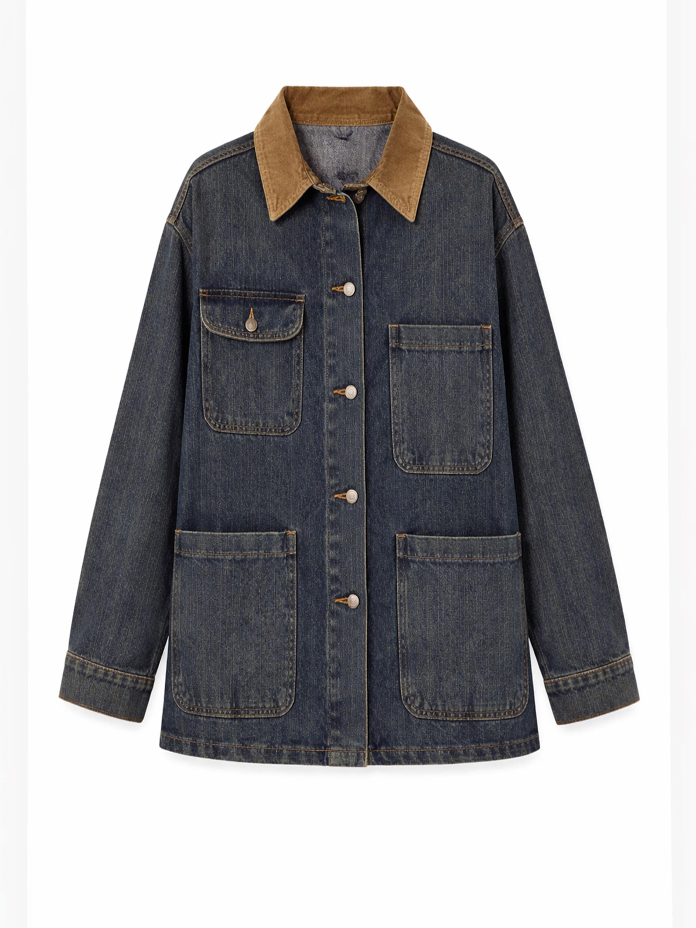 IT'S BASIC Tussenjas 'Oversized Denim Jacket' in Blauw: voorkant