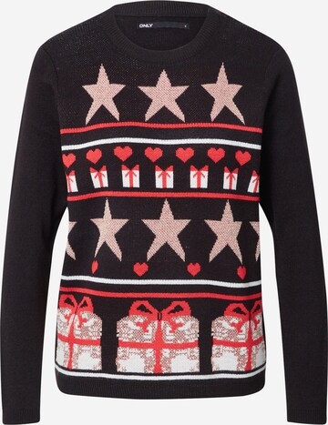 Pullover 'XMAS WRAP' di ONLY in nero: frontale