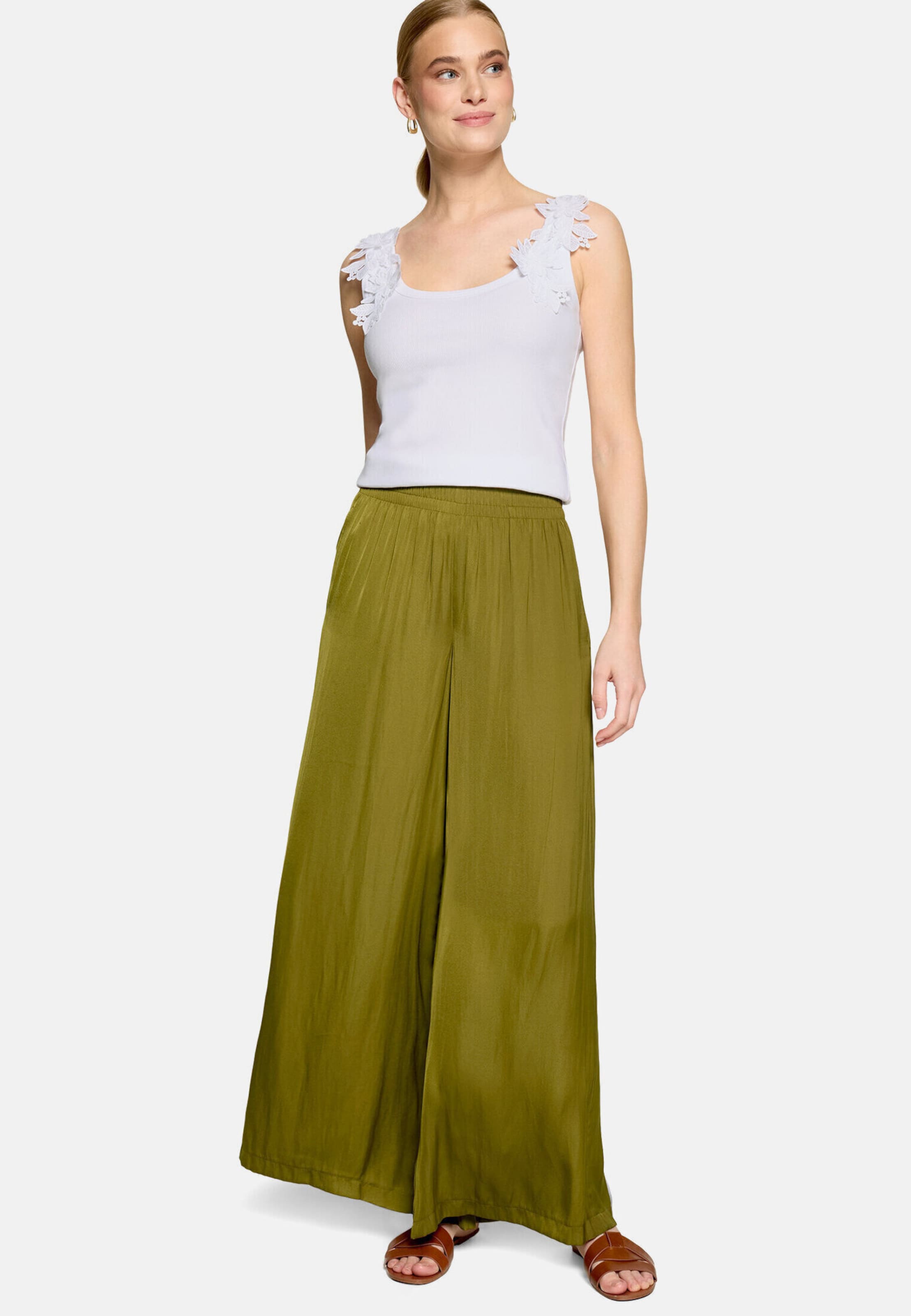 zero Skinny Stoffhose weit in Grün: Vorderseite