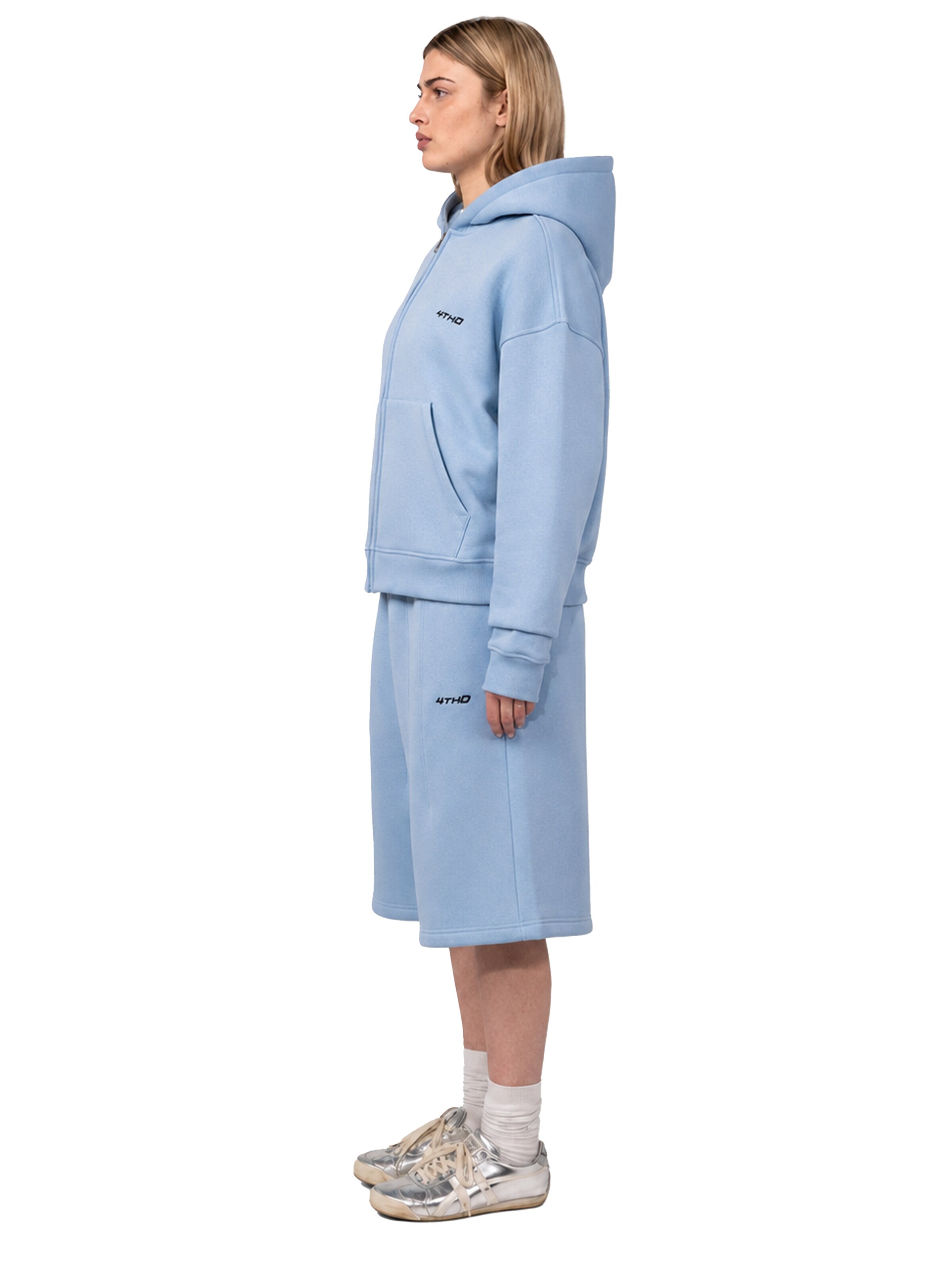 4thD Sweatjakke 'Zip Hoodie - Baby Blue' i blå