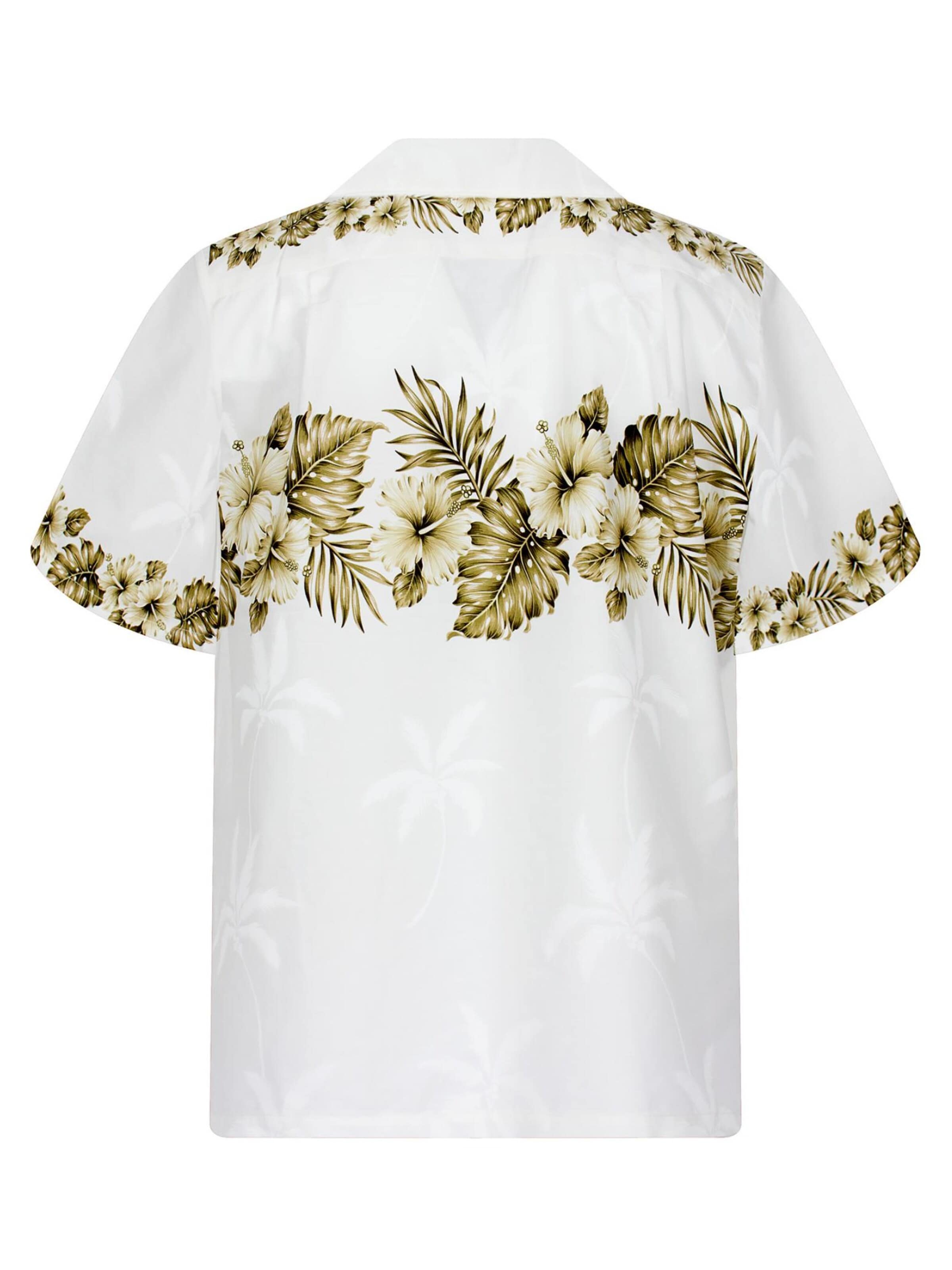 Regular fit Camicia 'Hibiskus Brustdruck' di KY's in bianco