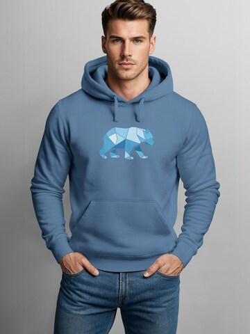 Neverless Sweatshirt 'Bär Polygon Blau' in Blue: front
