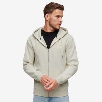 Superdry Zip-Up Hoodie 'Essential' in Grey: front