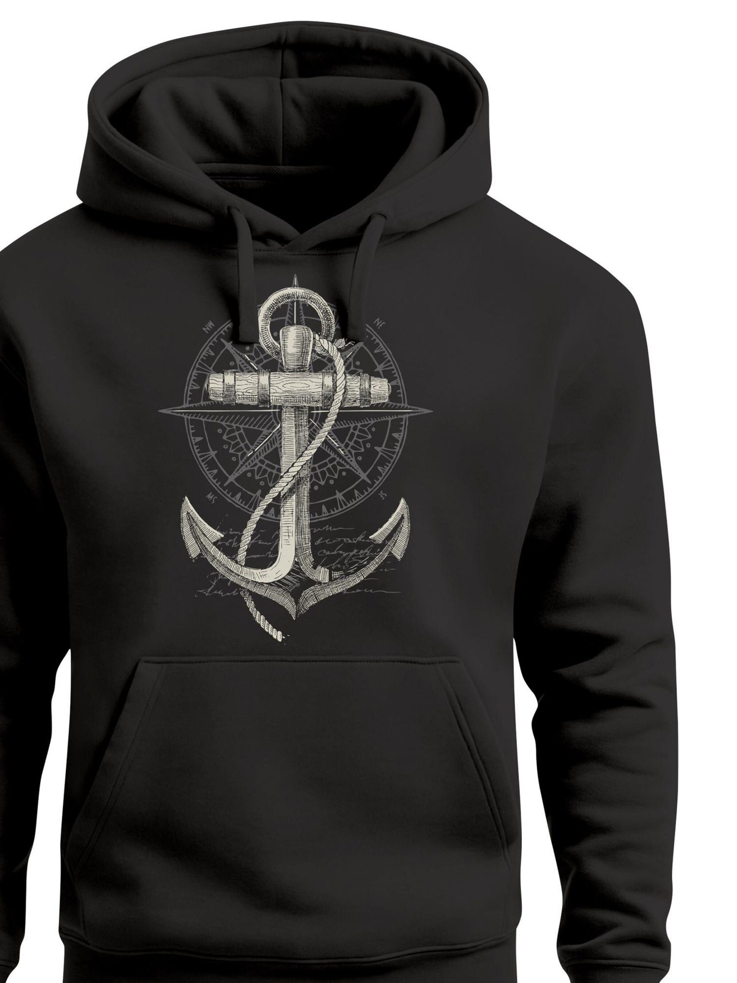 Neverless Sweatshirt 'Anker Kompass' in Black