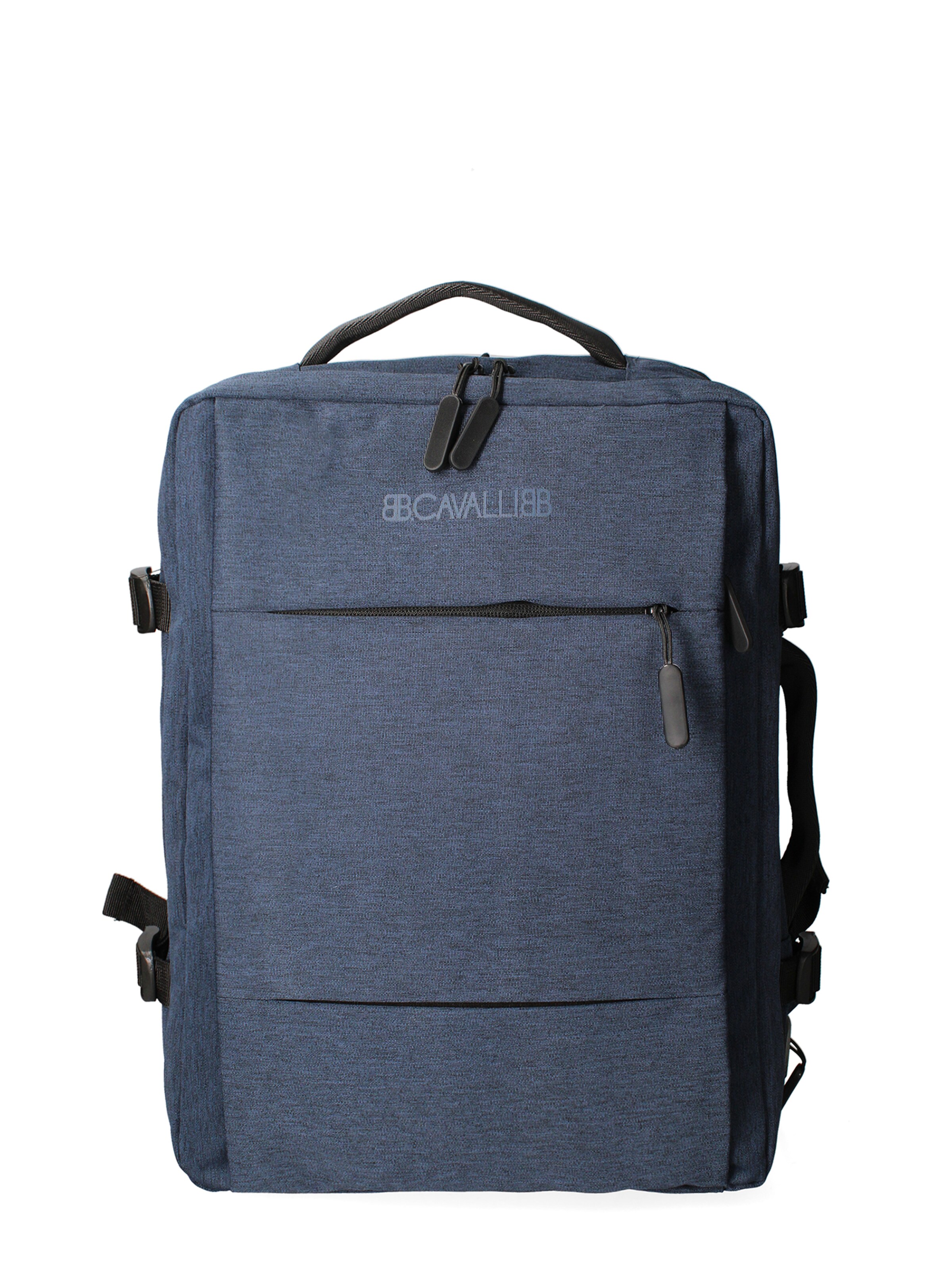 Zaino 'Zaino Unisex Nylon 100% con Zip e Tasche Multifunzionali - 30x42x16 cm' di B. Cavalli in blu: frontale