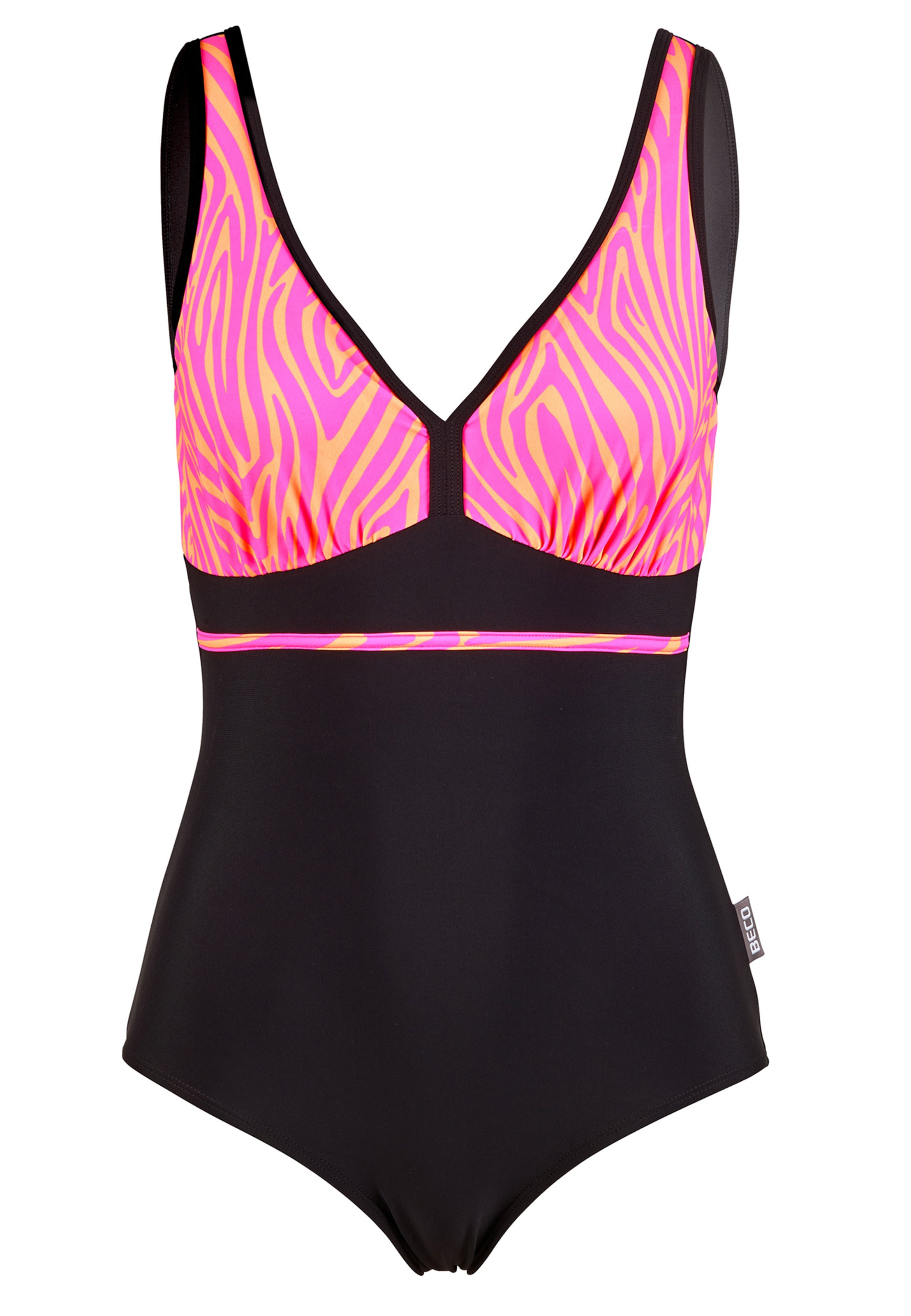 BECO the world of aquasports Bustier Badpak 'Zebra Vibes' in Oranje: voorkant