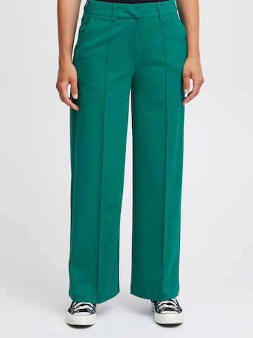 ICHI Wide leg Pants in Green: front