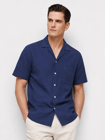 ALLTHEMEN Comfort fit Button Up Shirt 'Flut' in Blue