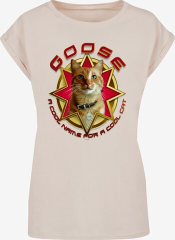 ABSOLUTE CULT T-Shirt 'Captain Marvel - Movie Goose Cool Cat' in Beige: predná strana