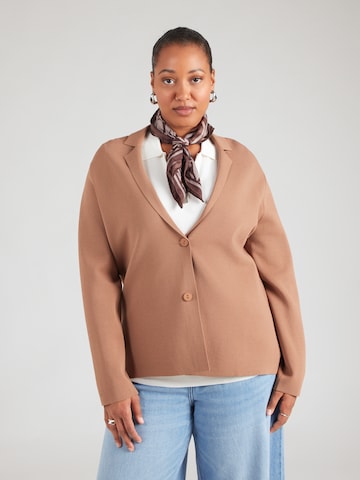 Geacă tricotată 'PANDORO' de la Persona by Marina Rinaldi pe maro: față