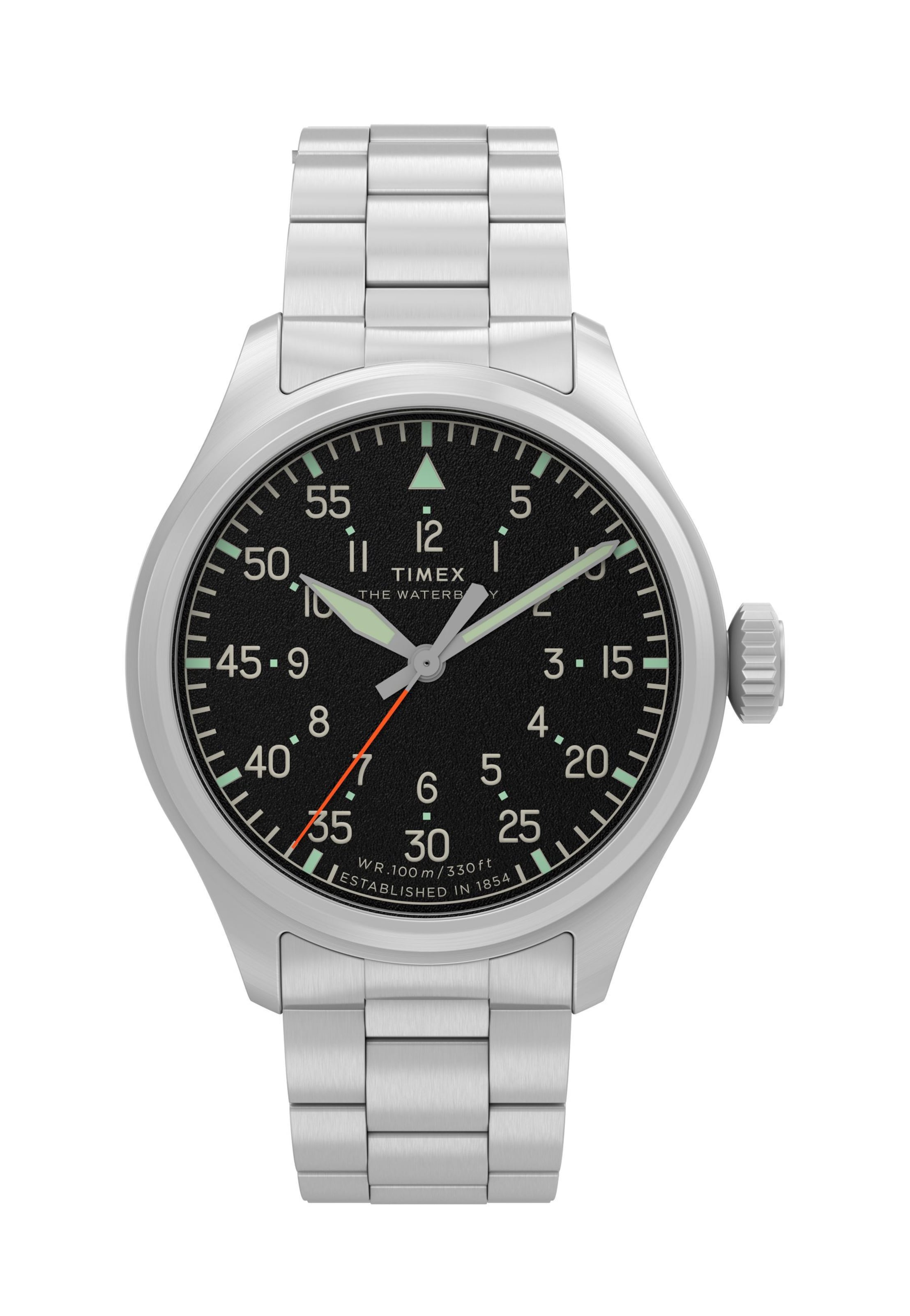 Montre à affichage analogique TIMEX en argent : devant