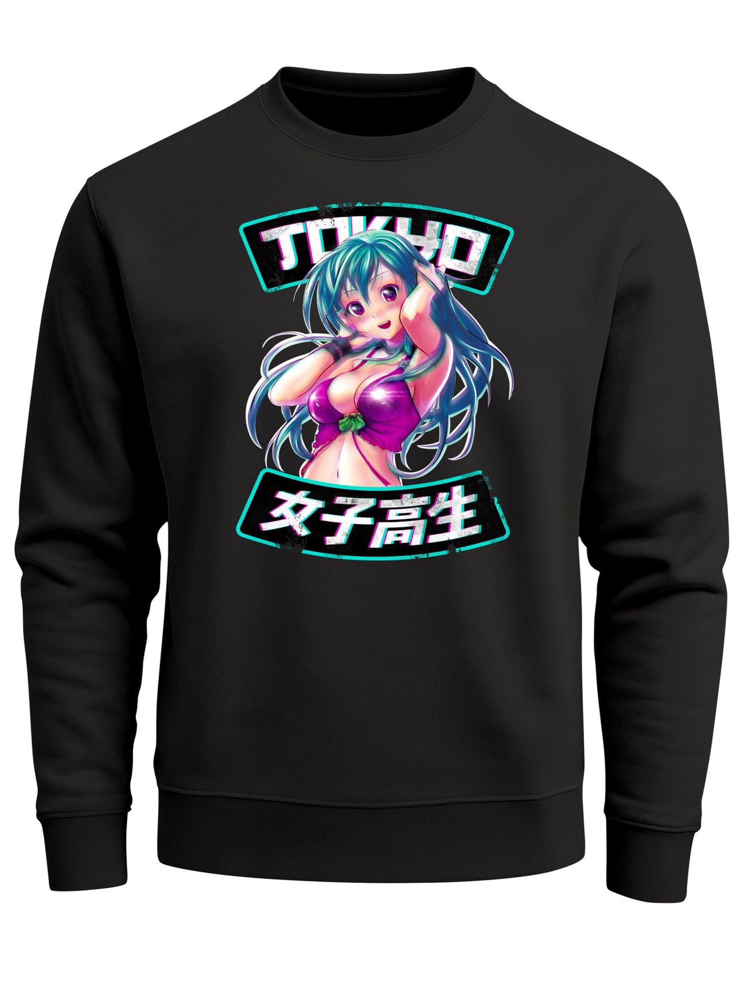 Neverless Sweatshirt 'Anime Girl' in Black: front