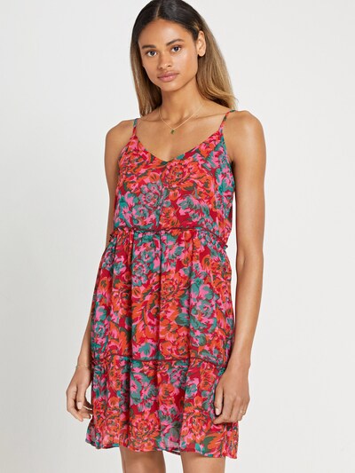 Shiwi Kleid 'JAMAICA' in petrol / pink / rot, Modelansicht