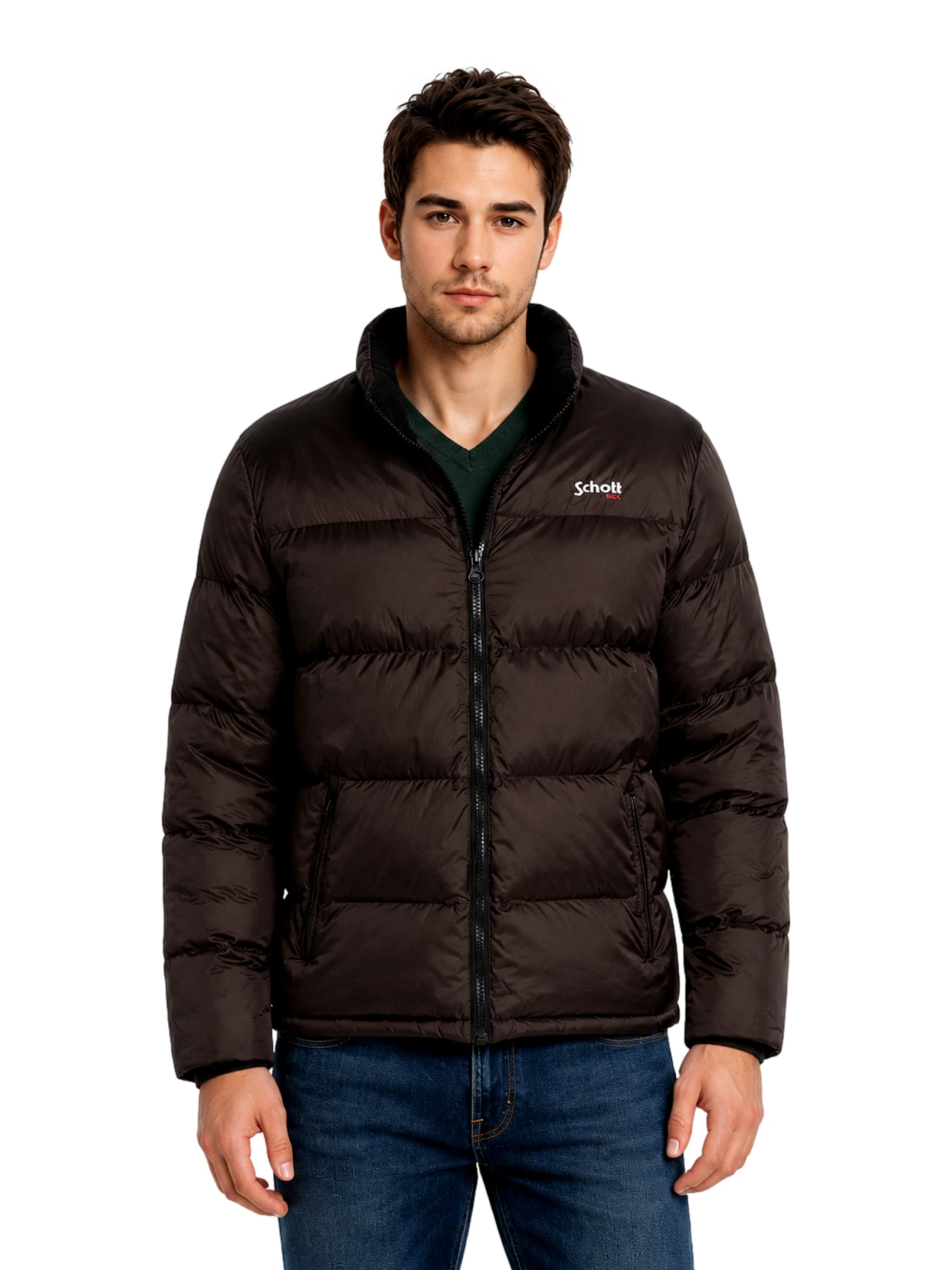 Schott NYC Winter jacket 'IDAHO' in Brown: front