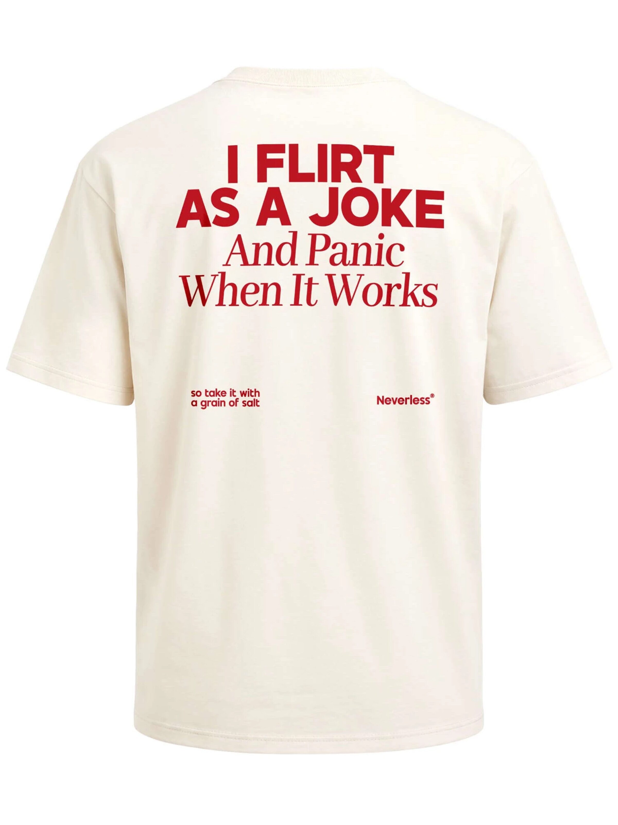 Neverless Shirt 'I flirt as a joke' in Beige