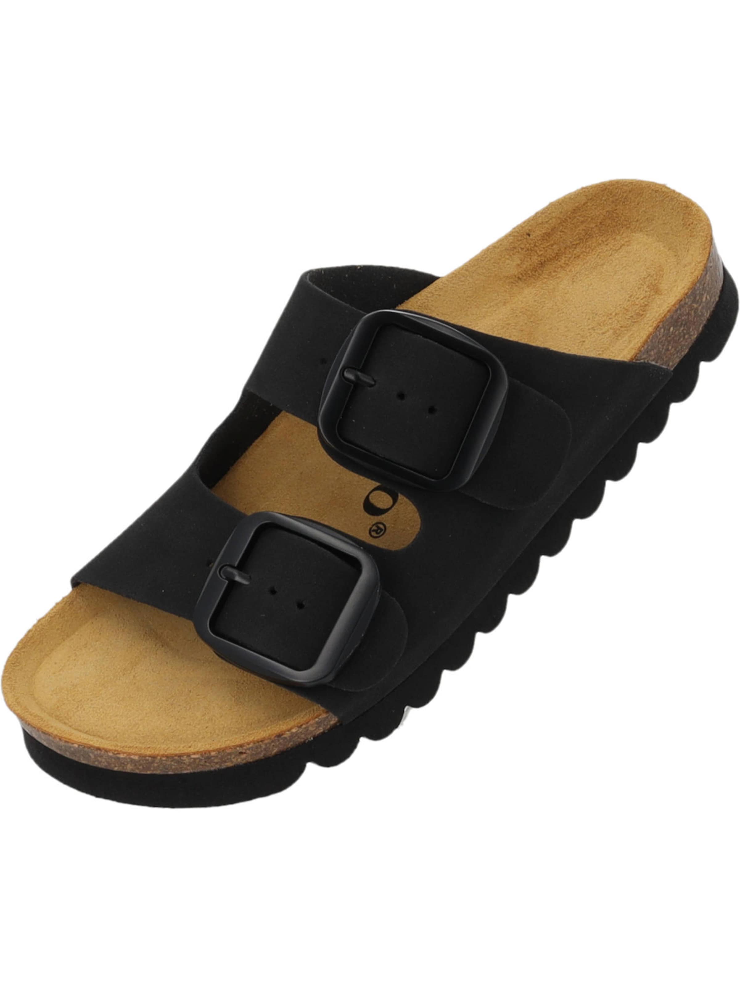 Palado Pantolette 'Korfu' in Schwarz: Vorderseite