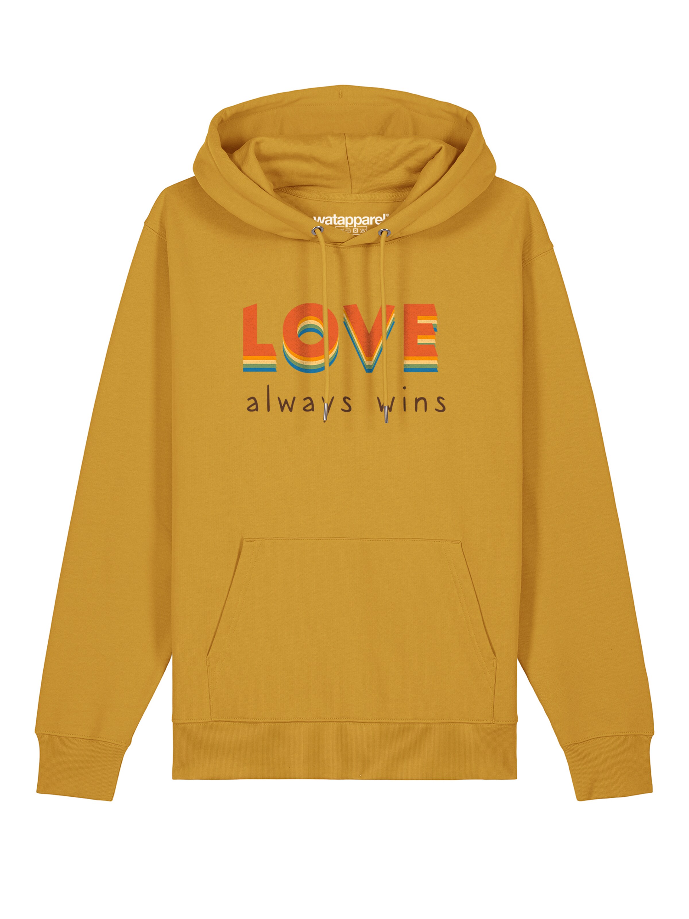 Watapparel Sweatshirt 'Love always wins' in Geel: voorkant