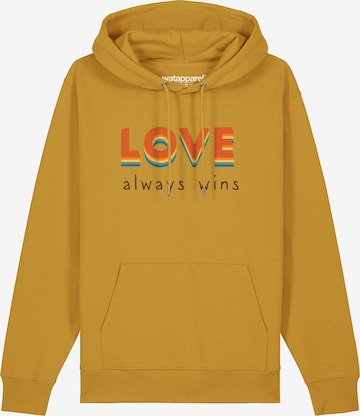 Watapparel Sweatshirt 'Love always wins' in Geel: voorkant