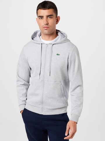 Lacoste Sport Athletic Zip-Up Hoodie in Grey: front