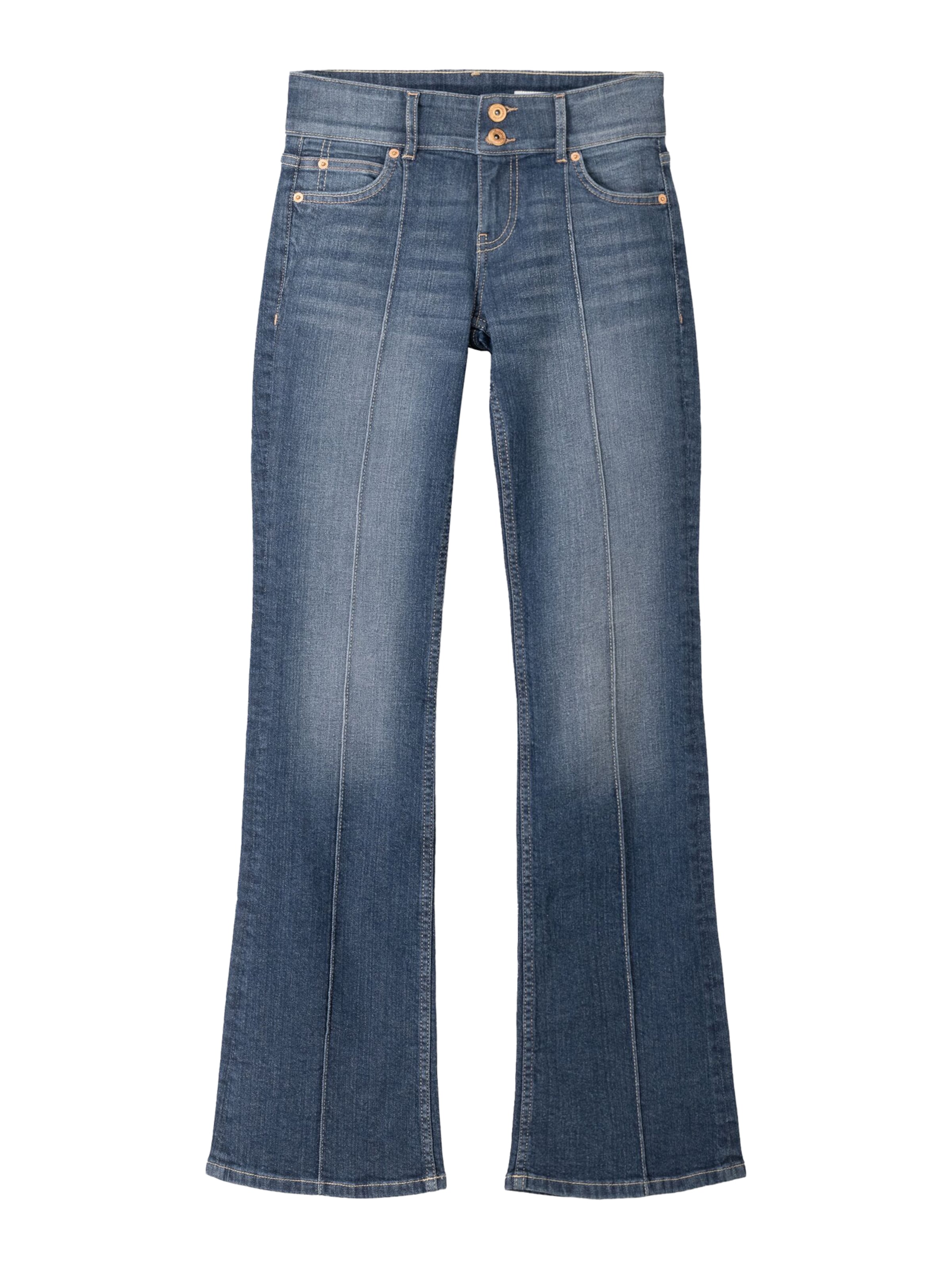 Jeans de la Bershka pe albastru: față