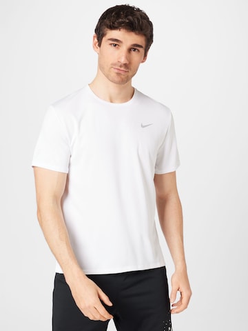 NIKE Functioneel shirt 'Miler' in Wit: voorkant