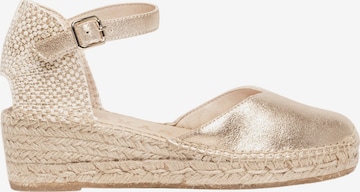 Alhamas - Sandalias con hebilla 'Alpargata Cuña 5 cm' en oro: frente
