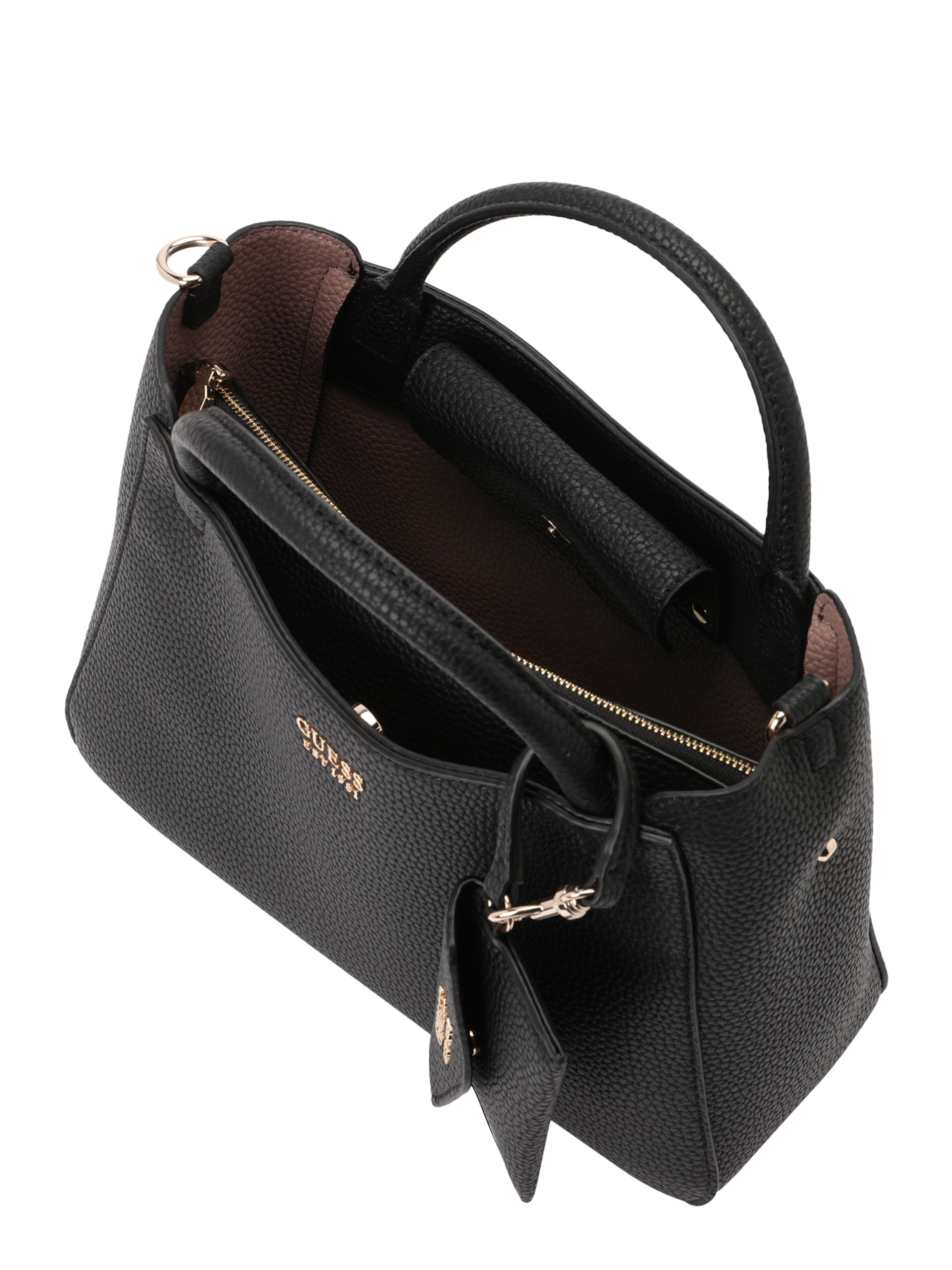 GUESS Handtasche 'BRENTON SML GIRLFRIEND SATCHEL' in Schwarz