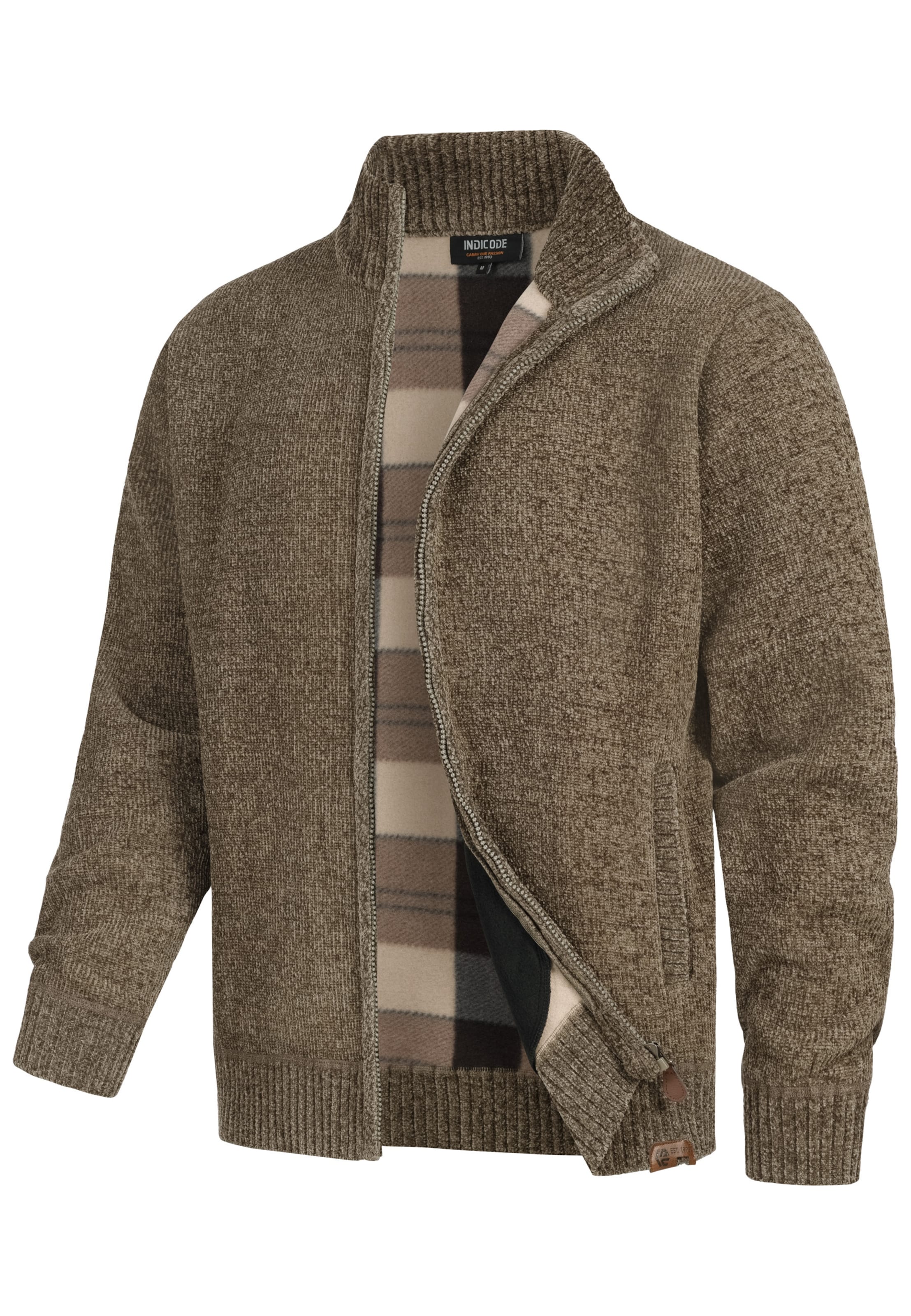 INDICODE JEANS Gebreid vest ' INFilion ' in Bruin: voorkant