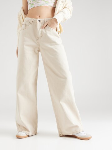 Nasty Gal Wide leg Jeans in Beige: front