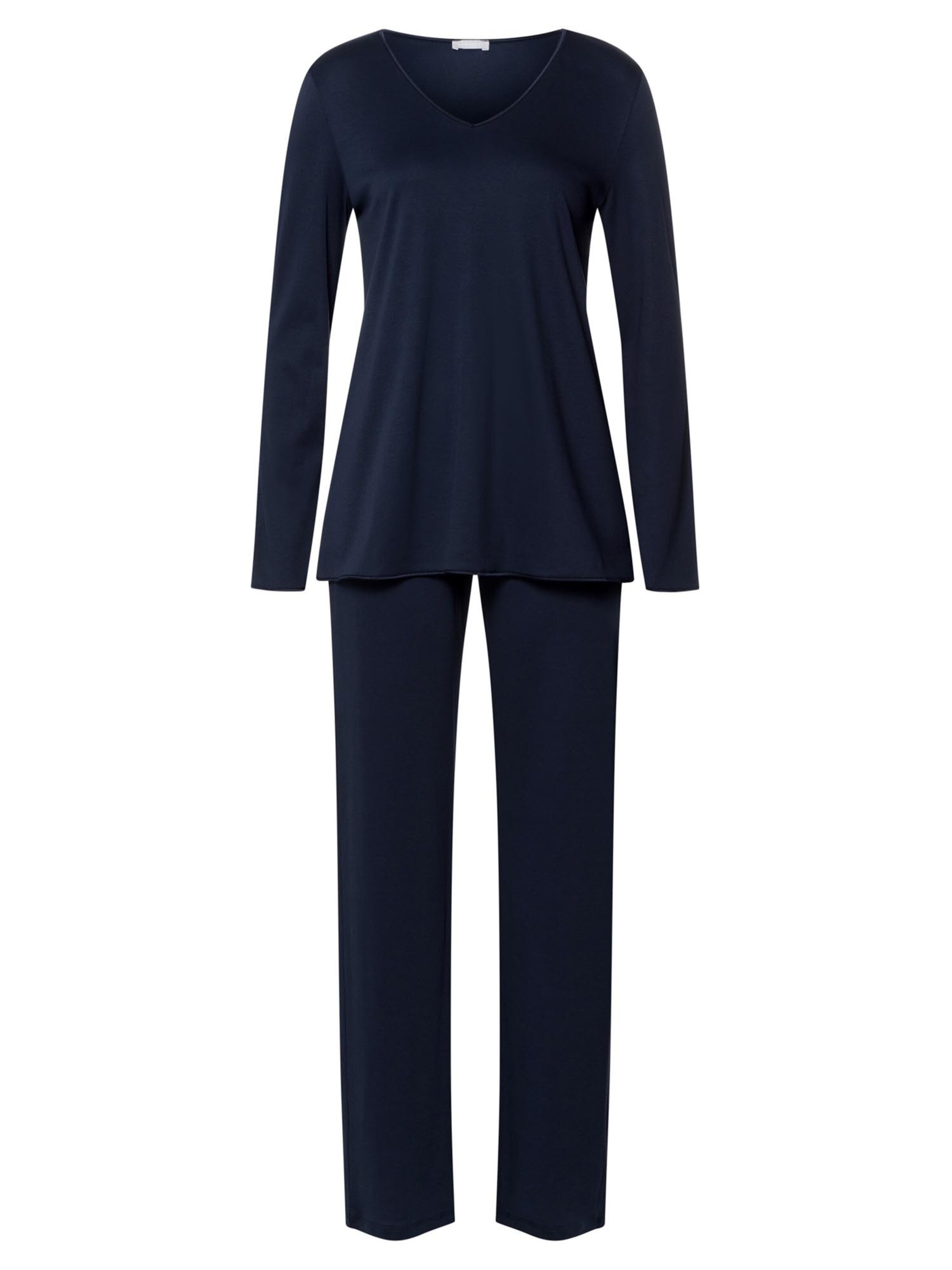 Hanro Pajama 'Cotton Silk' in Blue: front