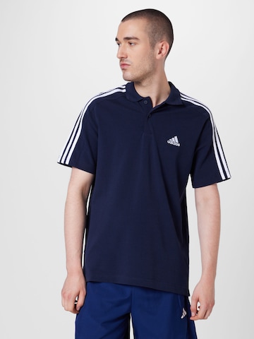 ADIDAS SPORTSWEAR Функционална тениска 'Essentials Piqué Embroidered Small Logo 3-Stripes' в синьо: отпред