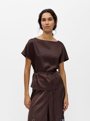 Camicia da donna 'OBJAlli' di OBJECT in marrone: frontale