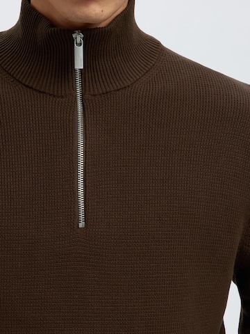 Pull-over 'SLHDANE' SELECTED en marron