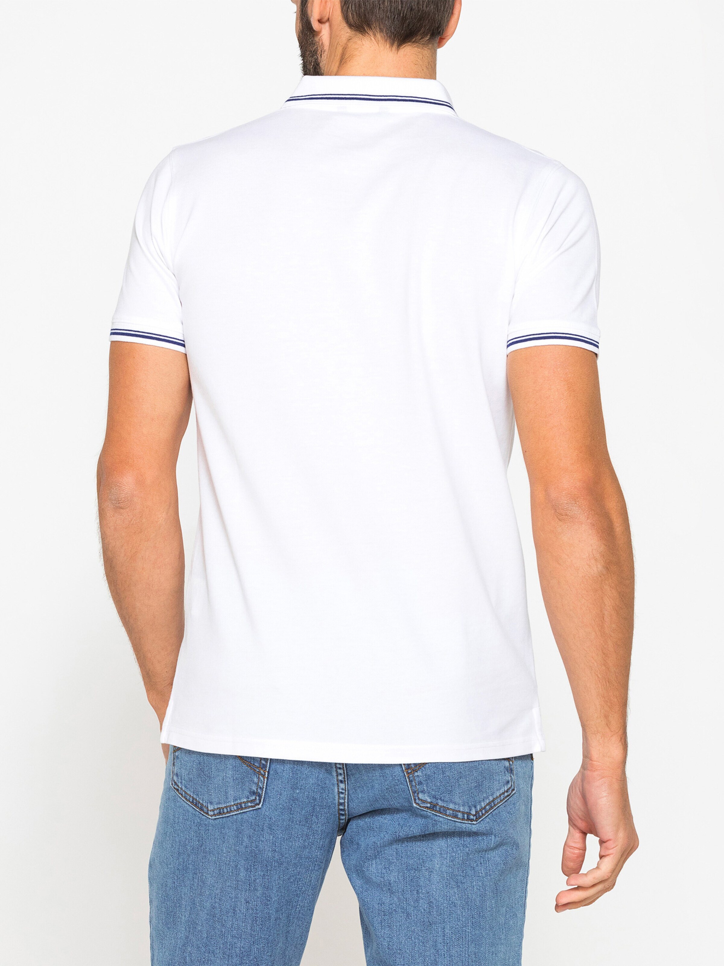 Carrera Jeans Regular Fit Hemd 'Piqué Polo Tipping'‌‌ in Weiß