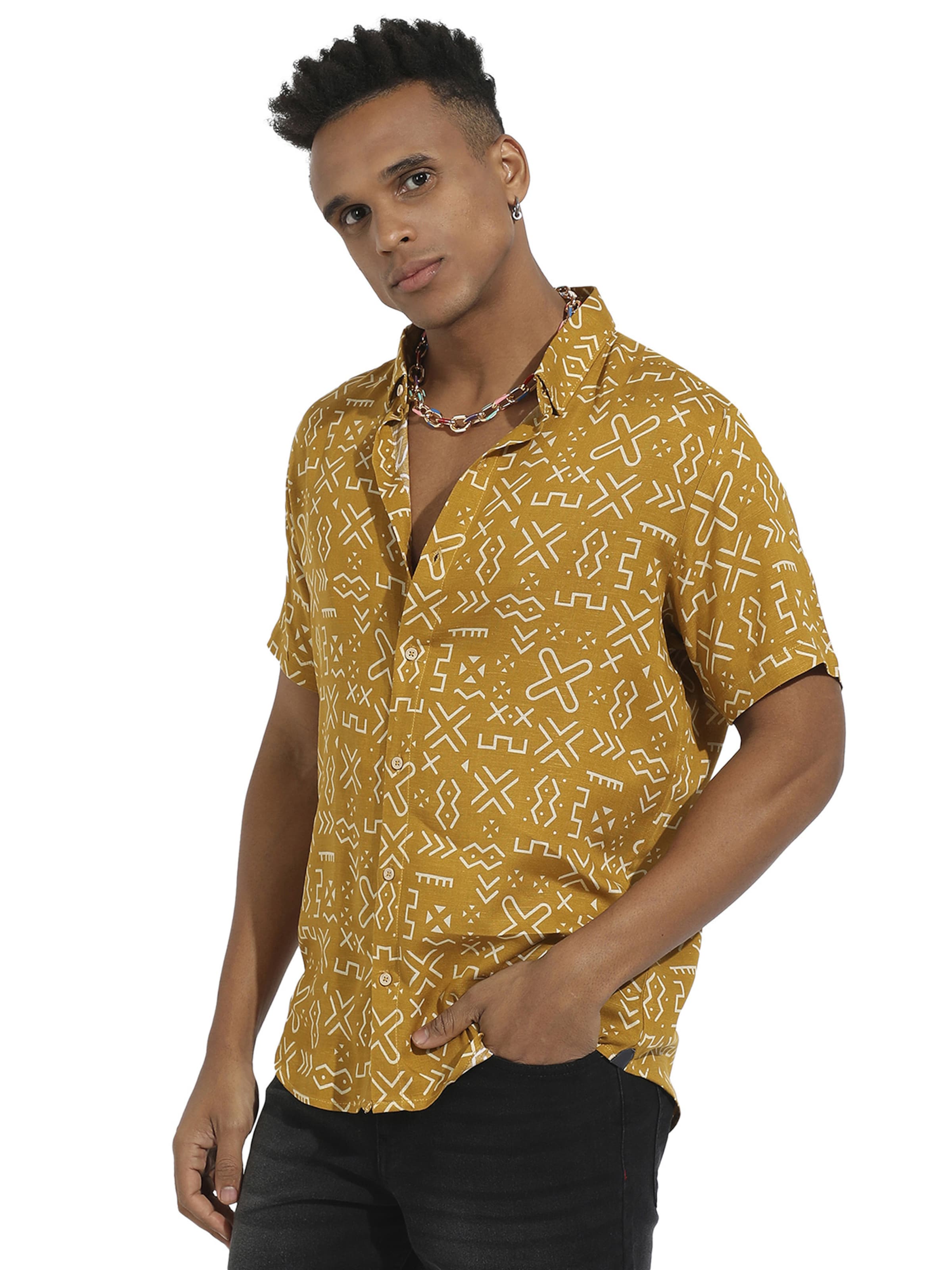 Campus Sutra Comfort Fit Πουκάμισο ' Everett ' σε κίτρινο