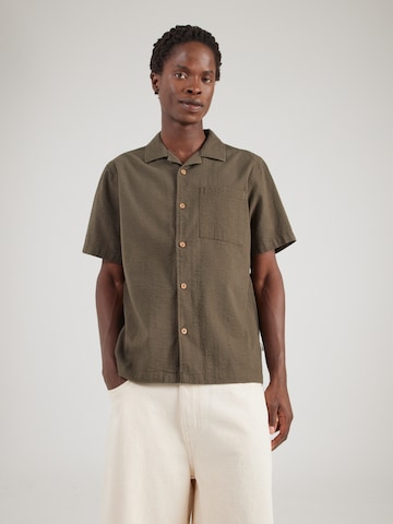 INDICODE JEANS Regular fit Skjorta 'Drill' i grön: framsida