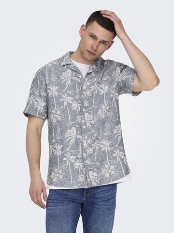 Coupe regular Chemise 'Caiden' Only & Sons en bleu