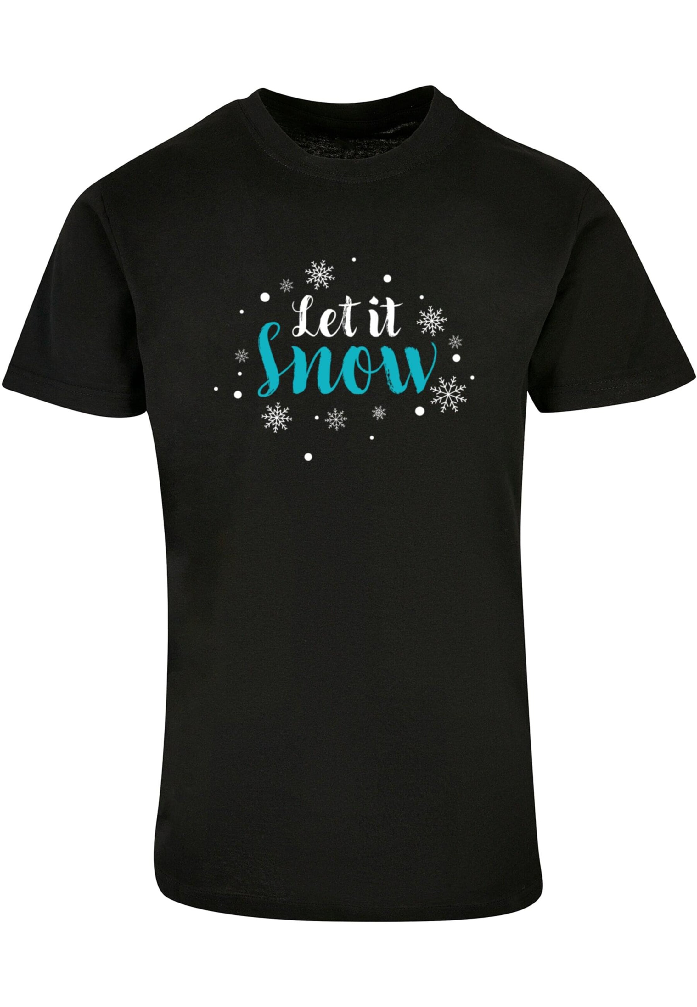 Merchcode T-Shirt 'Let It Snow' in Schwarz: Vorderseite