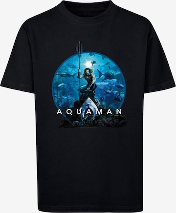 ABSOLUTE CULT Shirt 'Aquaman - Circle Poster' in Zwart: voorkant