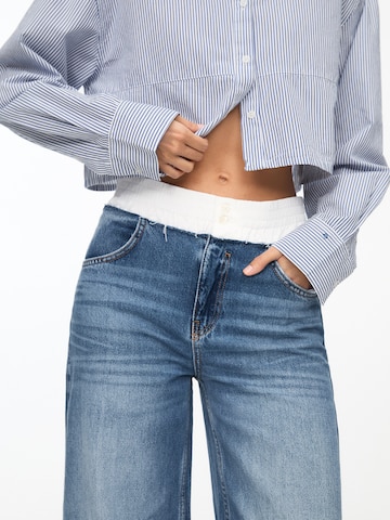 Pull&Bear Szeroka nogawka Jeansy w kolorze niebieski