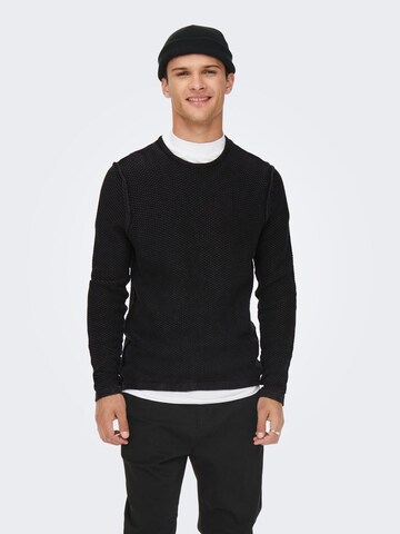 Only & Sons Sweter 'PAVO' w kolorze czarny: przód