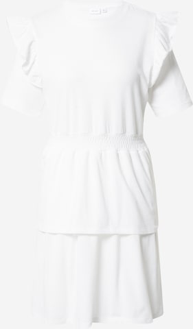 VILA Obleka 'RUFFLE' | bela barva: sprednja stran