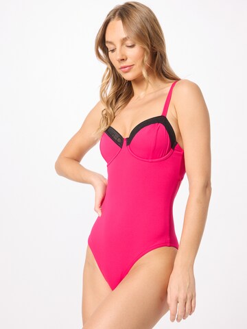 Calvin Klein Swimwear Balconette Swimsuit in Pink: front