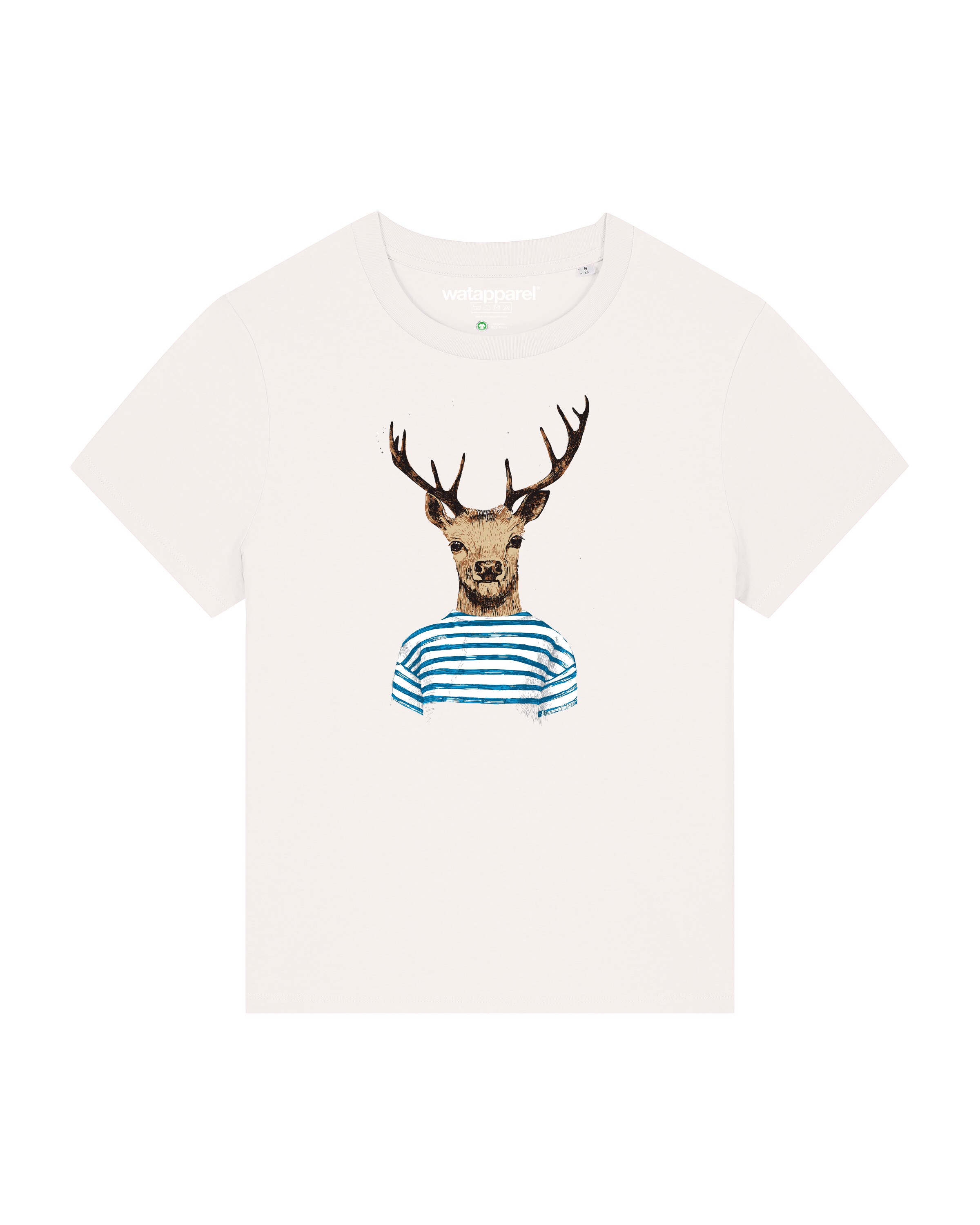 T-shirt ' Hirsch ' Watapparel en blanc : devant