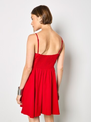 Apricot Eyelash Embroidered Cami Mini Dress in Rot