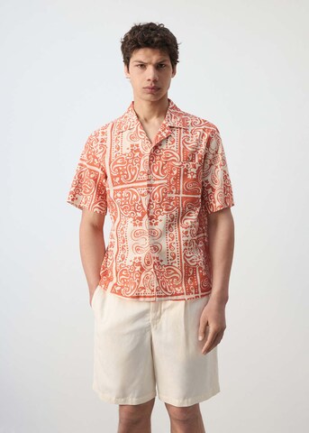 MANGO MAN Comfort Fit Hemd 'Madrasp' in Orange: Vorderseite