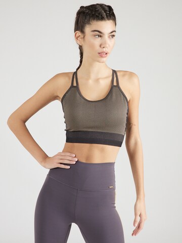Athlecia Bustier Sport-BH 'Powerfull' in Braun: Vorderseite