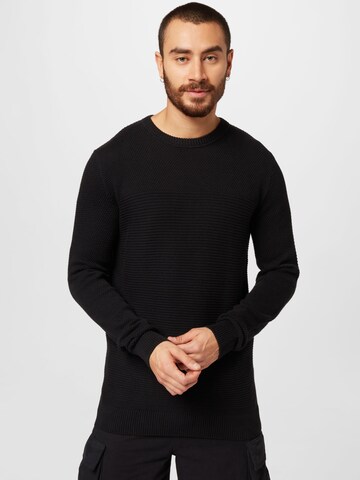 TOM TAILOR Sweater in Black: front